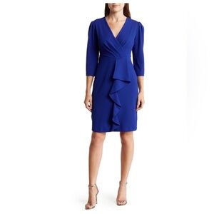 NWT ($119) Julia Jordan Cascade Ruffle Crepe
Sheath Dress
MARINE BLUE, Size 4